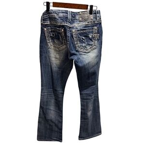 Miss Me Embellished Bootcut Jeans Distressed Rhinestone Pockets Size 28